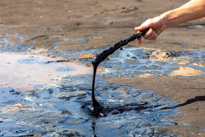 Natural asphalt at La Brea Lake