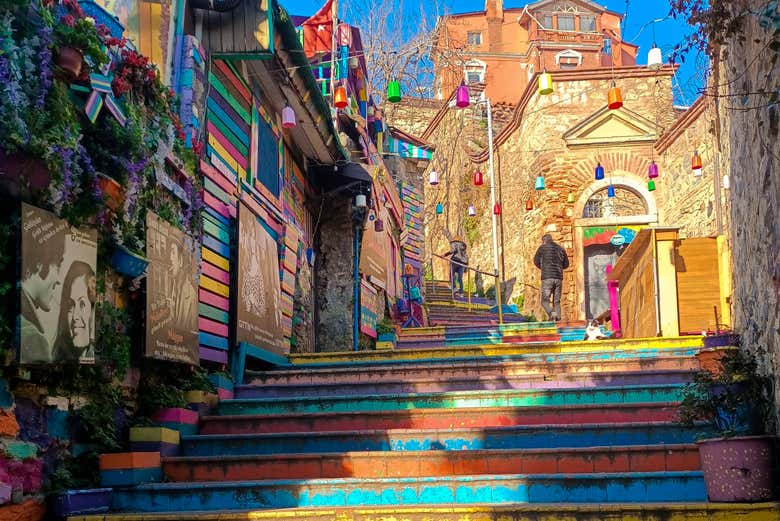 Visit the colorful stairs of Balat