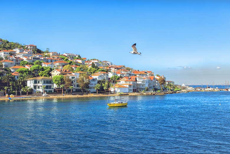 Barco navegando junto a las islas Príncipe