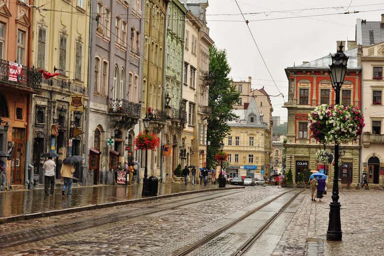 Streets in the historic centre of Lviv