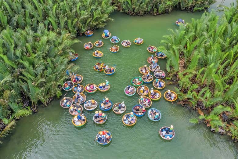 Go on a bamboo boat ride!