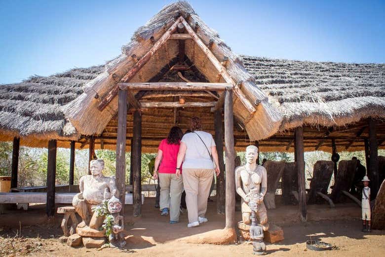 In the huts in the village